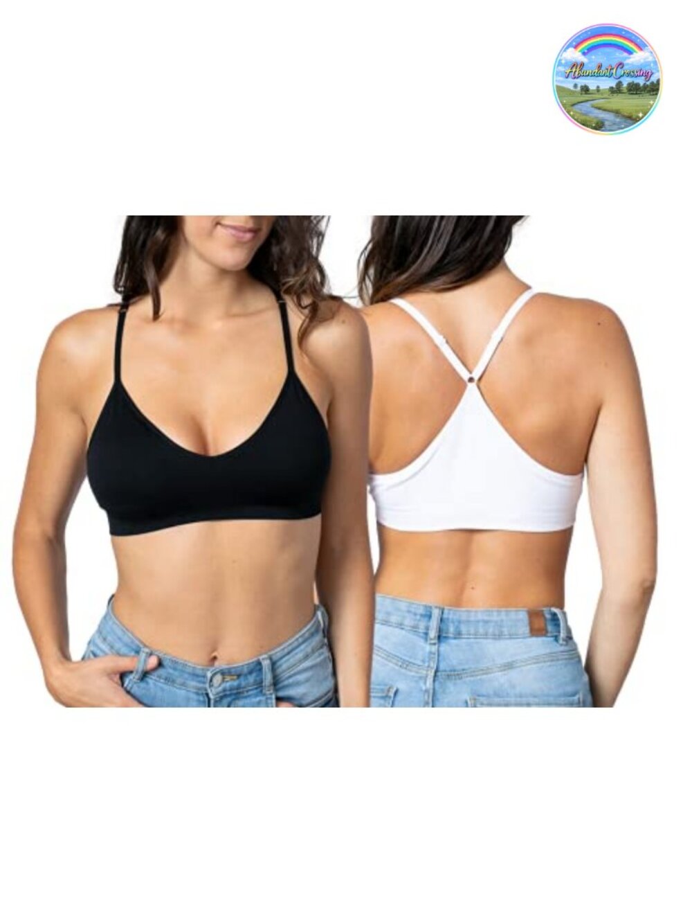 Women's Racerback Bralette Deep V-Neck Wireless Removable Padding Seamless